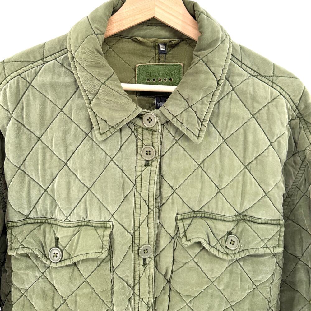 BlankNYC Olive Army Green Quilted Long Shacket Jacket Coat - Picture 2 of 9